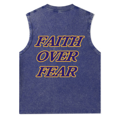 Faith Over Fear Christian Washed Tank Top