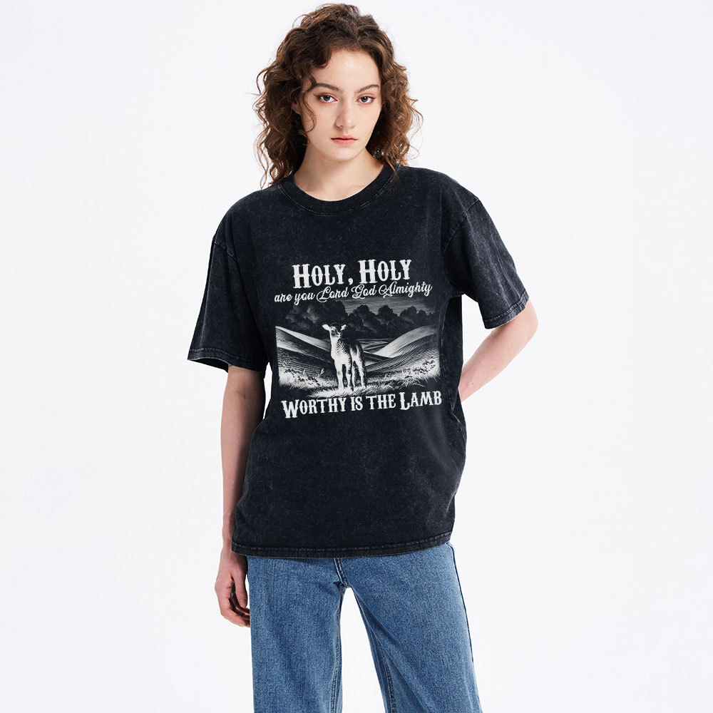 Worthy Is The Lamb Christian Washed T-Shirt