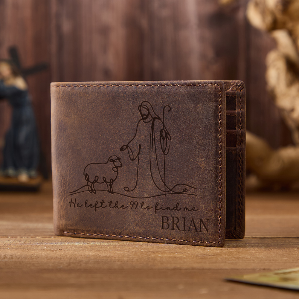 Personalized He Left The 99 To Find Me Leather Wallet