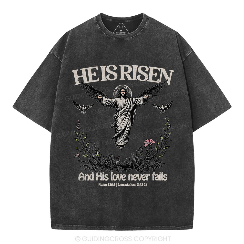 He Is Risen Christian Washed T-Shirt