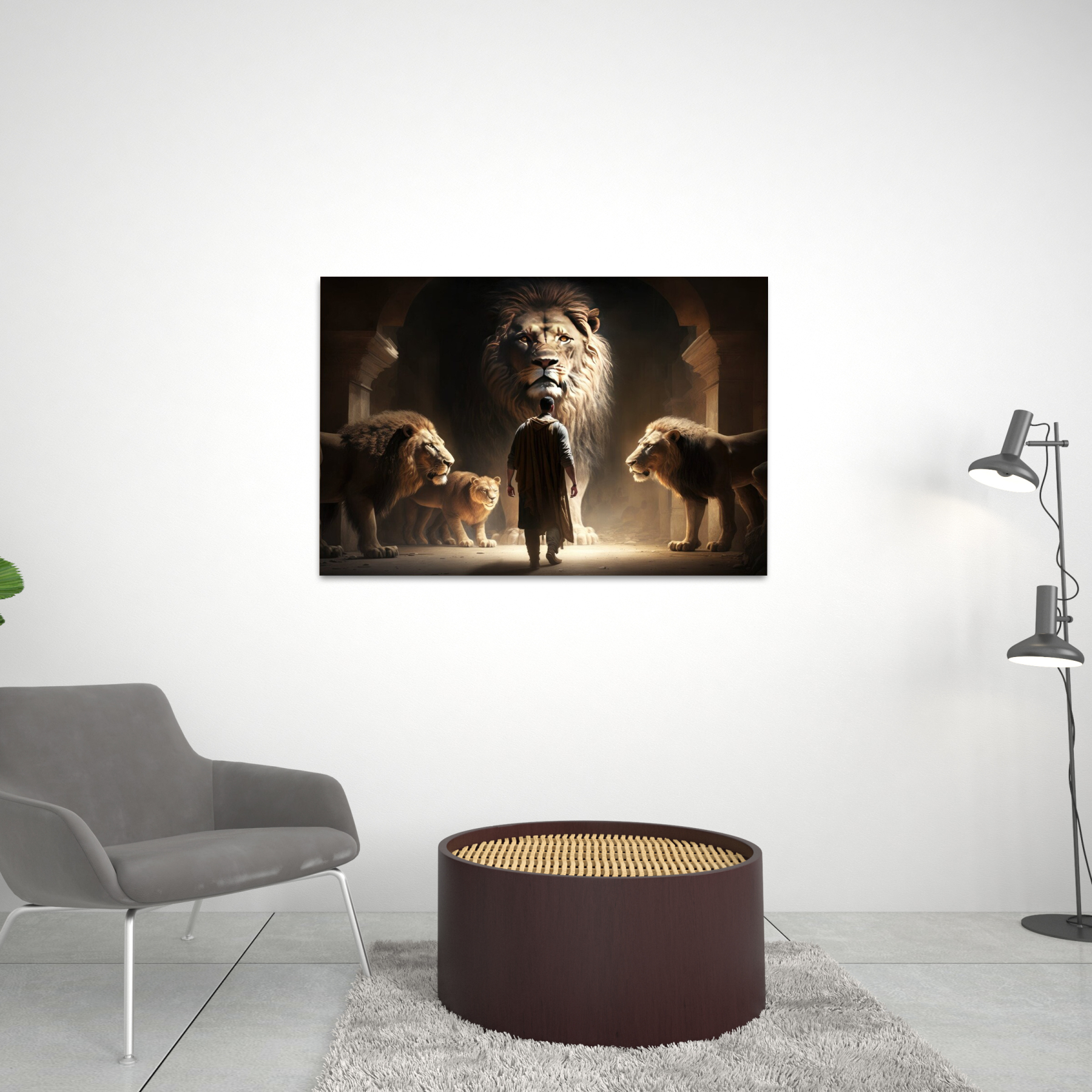 Jesus And Lion Bible Canvas Wall Art