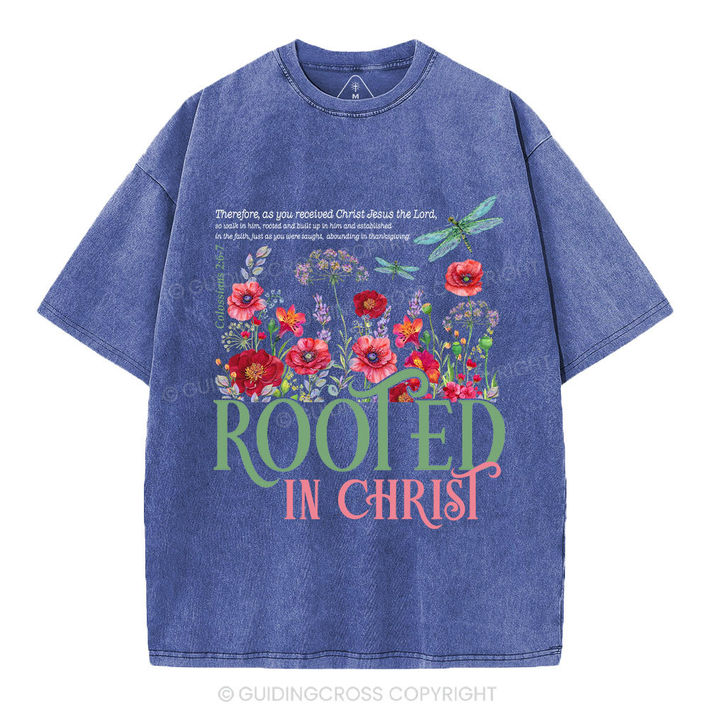 Rooted In Christ Christian Washed T-Shirt