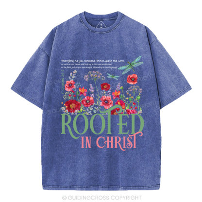 Rooted In Christ Christian Washed T-Shirt