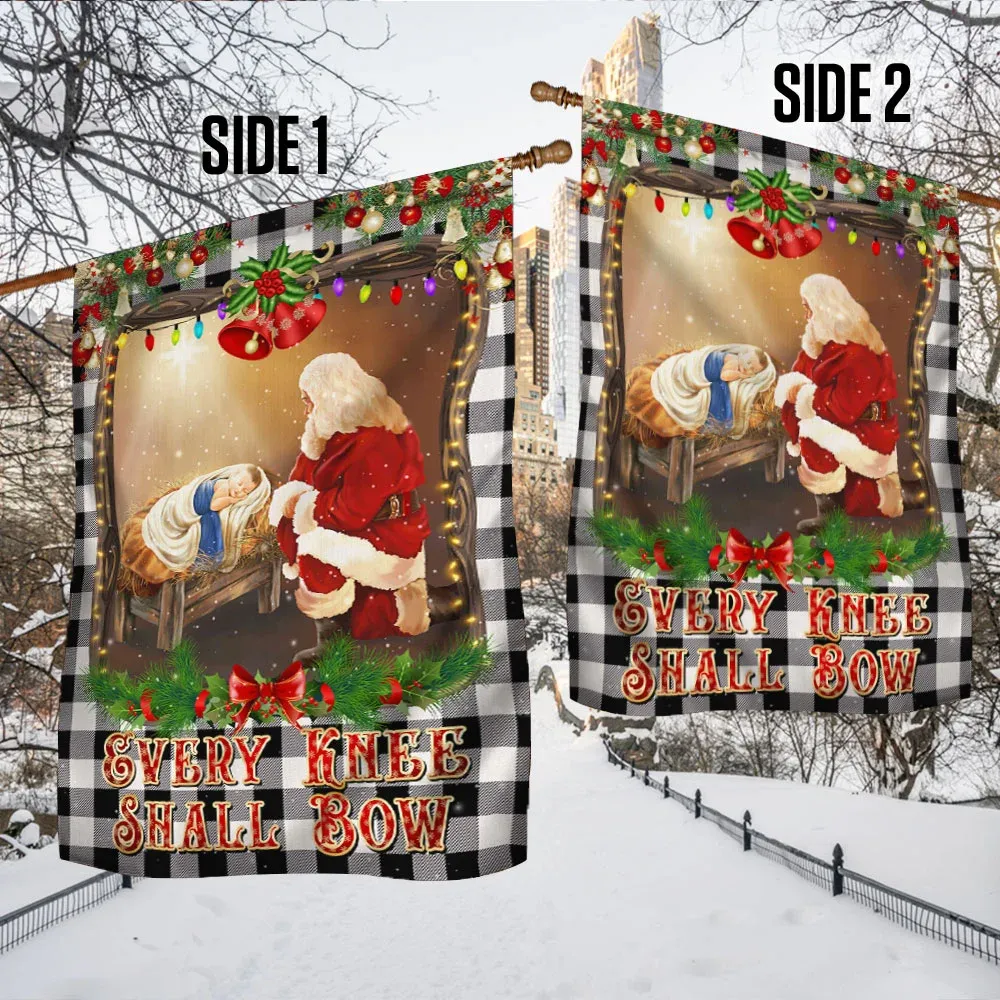 Christian Christmas Santa Claus Every Knee Shall Bow Flag