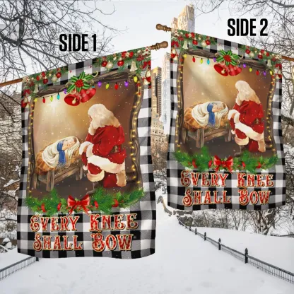 Christian Christmas Santa Claus Every Knee Shall Bow Flag