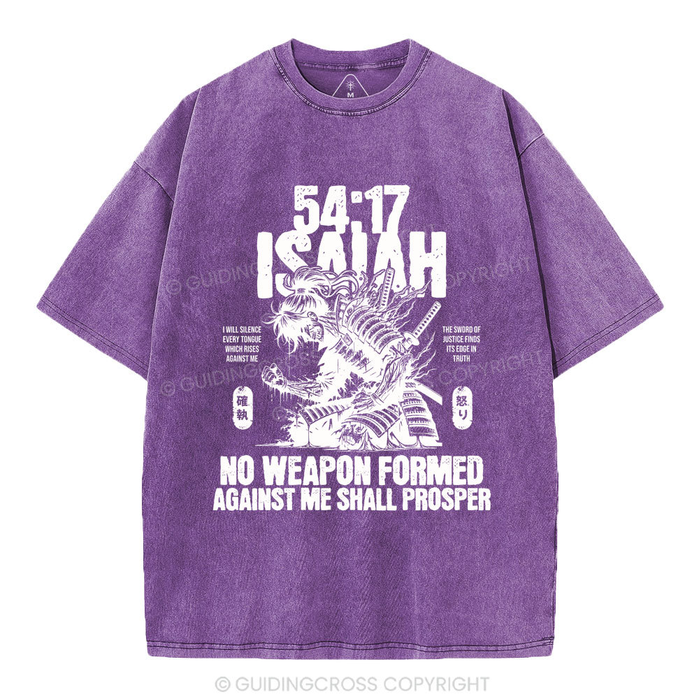 No Weapen Formed Against Me Shall Prosper Christian Washed T-Shirt