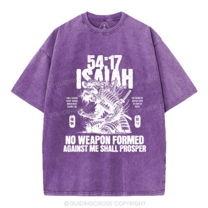 No Weapen Formed Against Me Shall Prosper Christian Washed T-Shirt