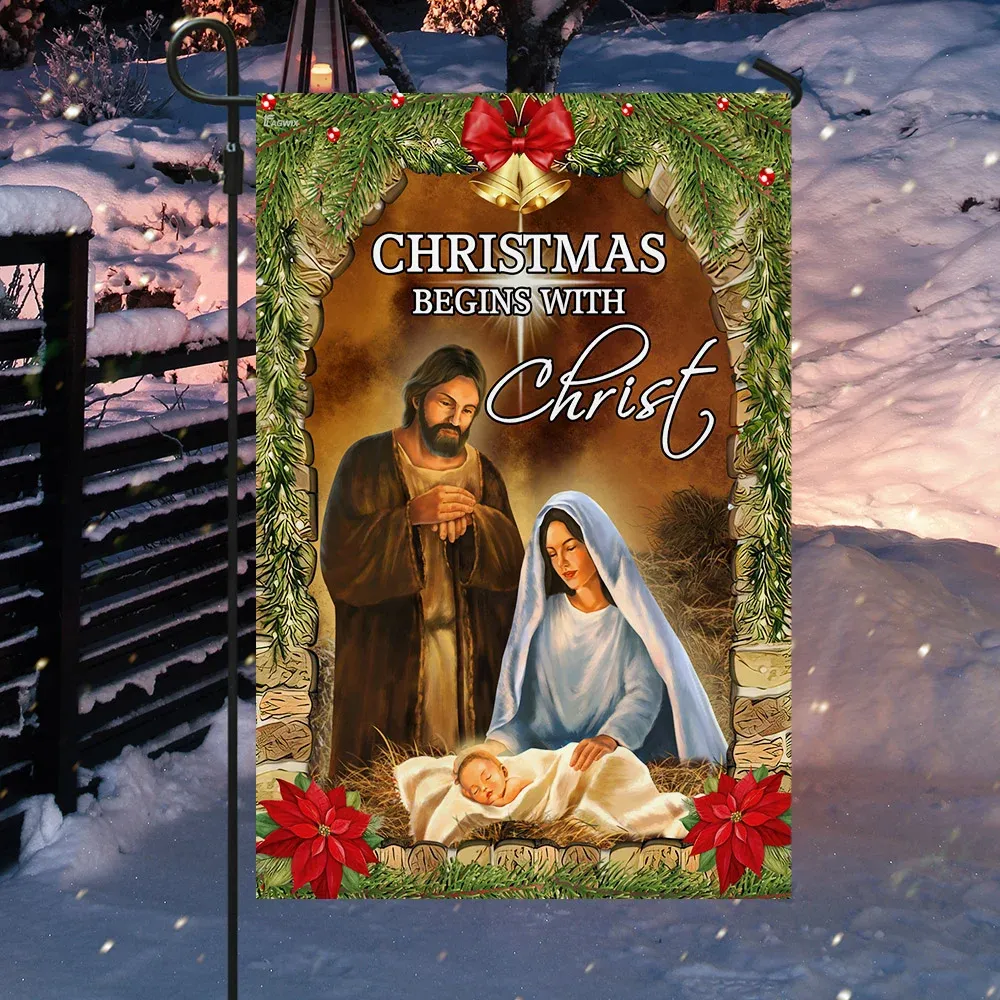 Christmas Begins With Christ Flag
