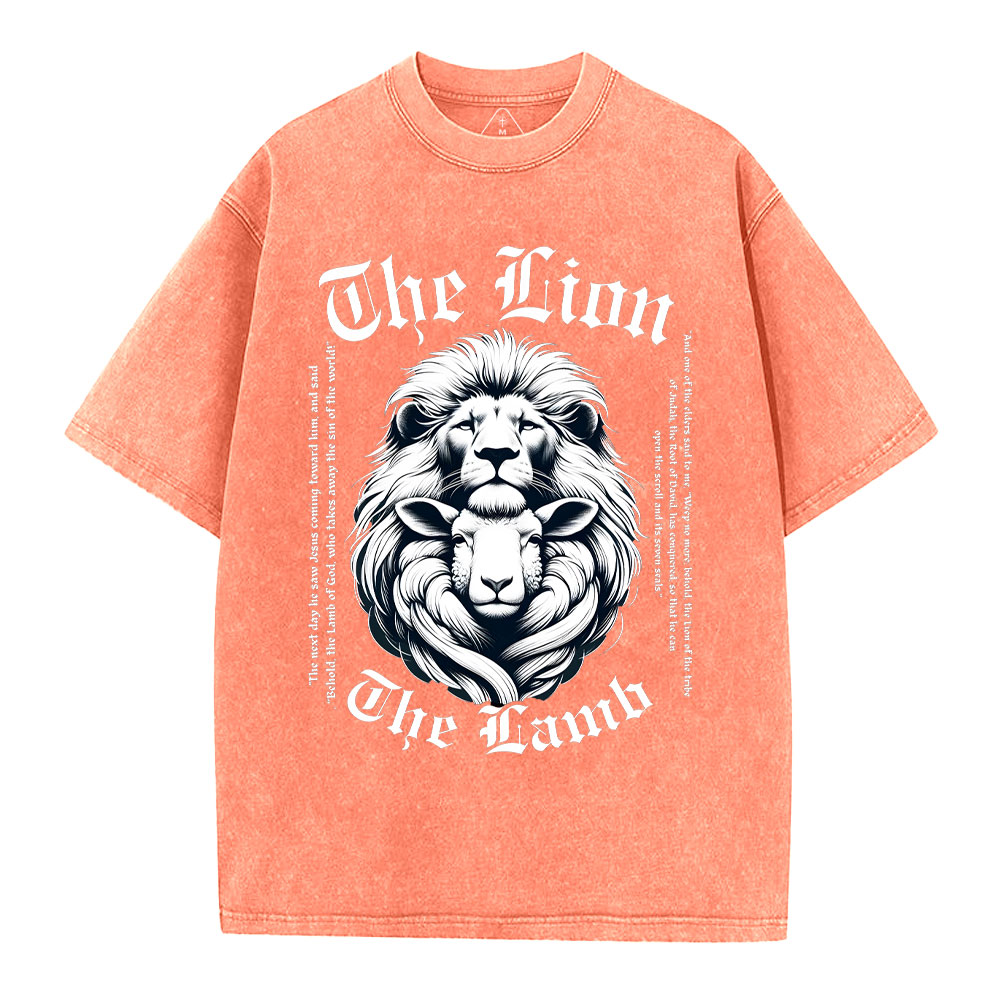 The Lion The Lamb Christian Washed T-Shirt
