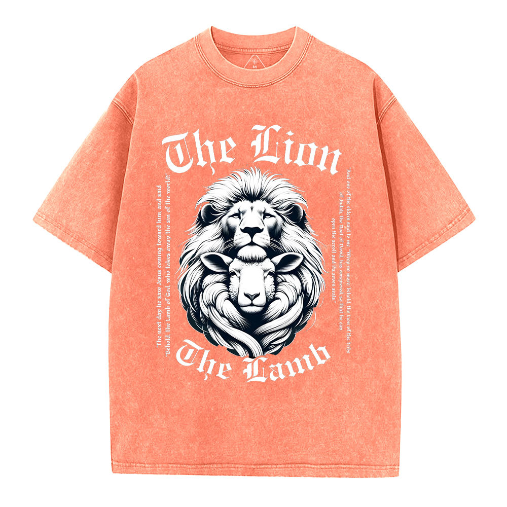The Lion The Lamb Christian Washed T-Shirt