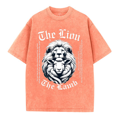 The Lion The Lamb Christian Washed T-Shirt