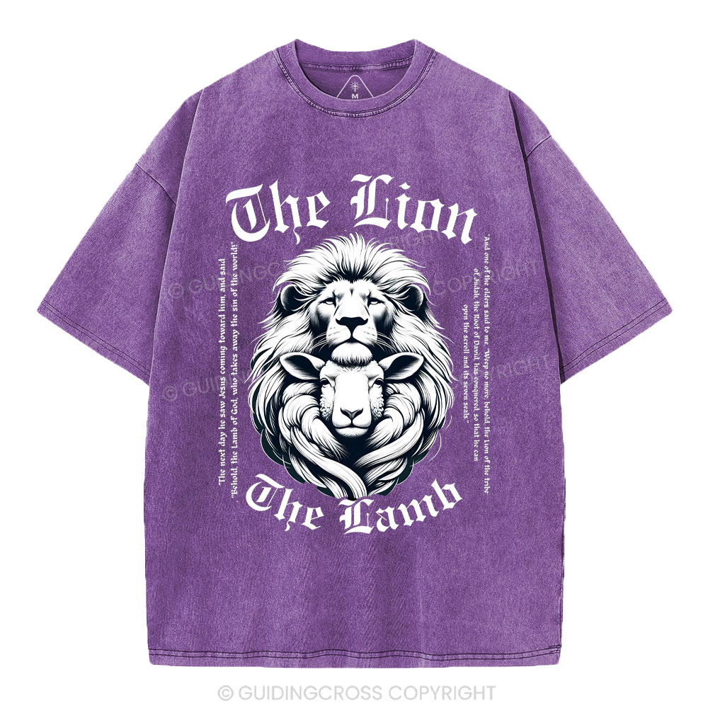 The Lion The Lamb Christian Washed T-Shirt