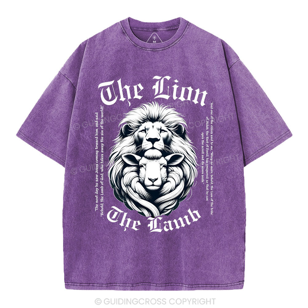 The Lion The Lamb Christian Washed T-Shirt