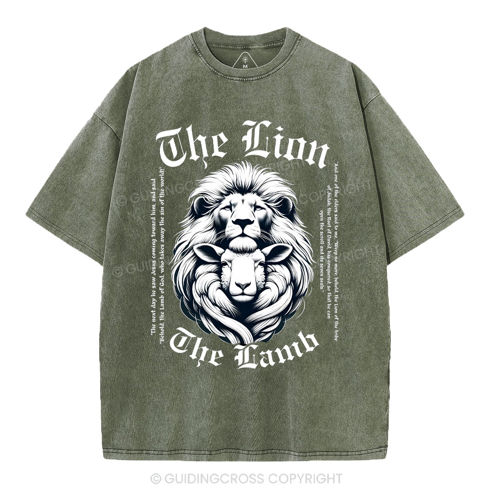 The Lion The Lamb Christian Washed T-Shirt