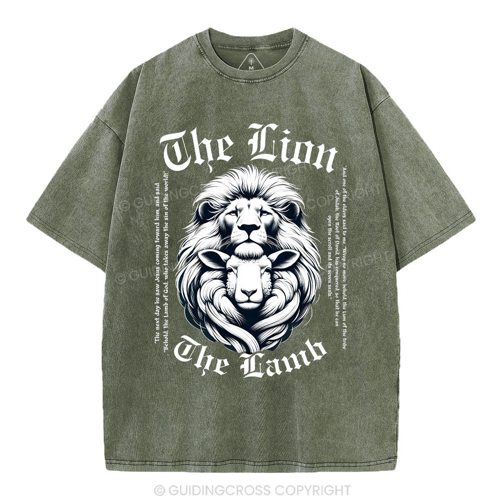 The Lion The Lamb Christian Washed T-Shirt