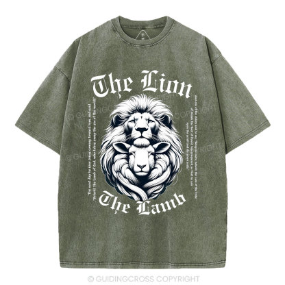 The Lion The Lamb Christian Washed T-Shirt