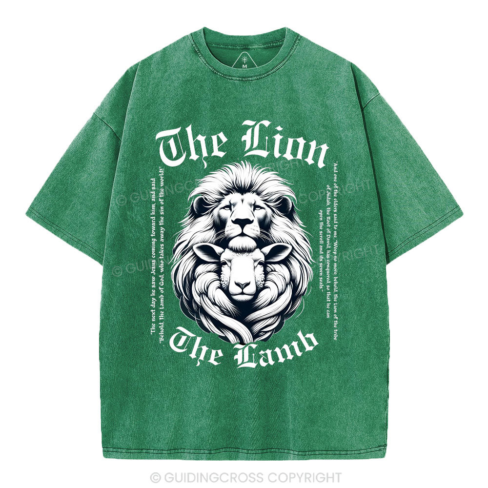 The Lion The Lamb Christian Washed T-Shirt