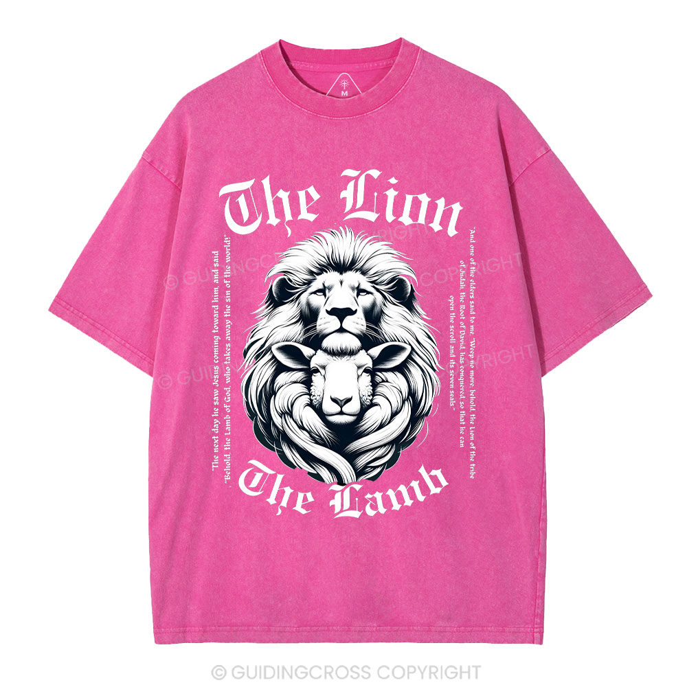 The Lion The Lamb Christian Washed T-Shirt