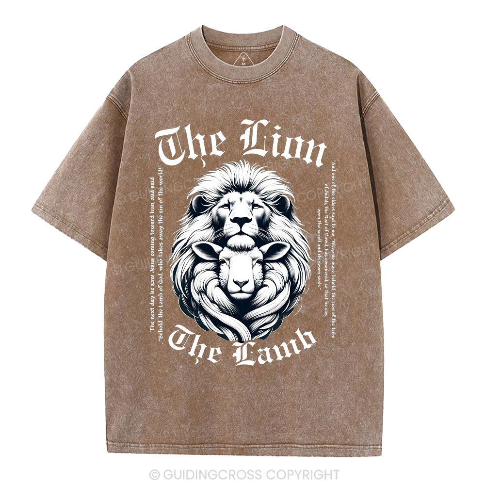 The Lion The Lamb Christian Washed T-Shirt