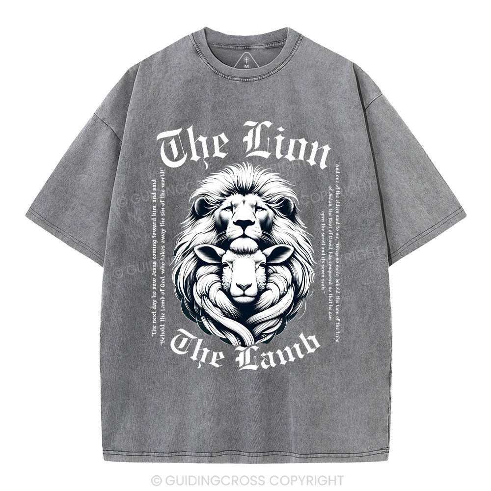 The Lion The Lamb Christian Washed T-Shirt