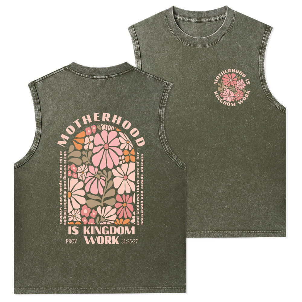 Motherhood Is Kingdom Work Christian Washed Tank Top