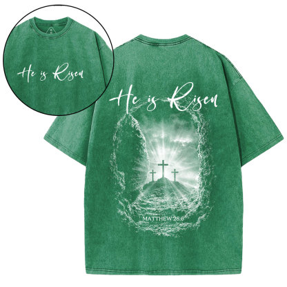 He Is Risen Christian Washed T-Shirt