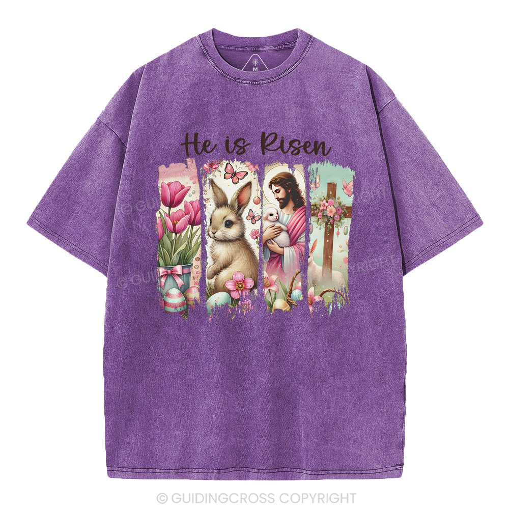 He Is Risen Christian Washed T-Shirt