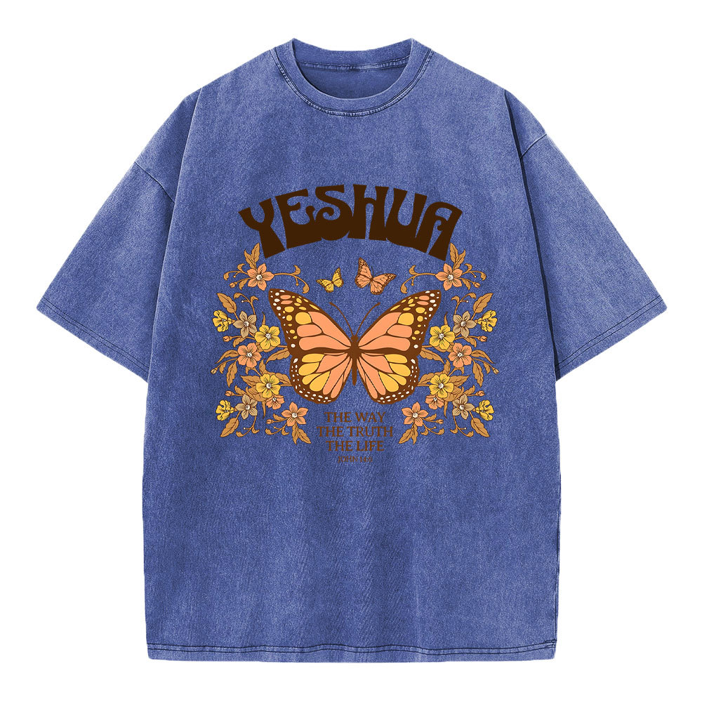 YESHUA The Way The Truth The Life Christian Washed T-Shirt Sale-GuidingCross