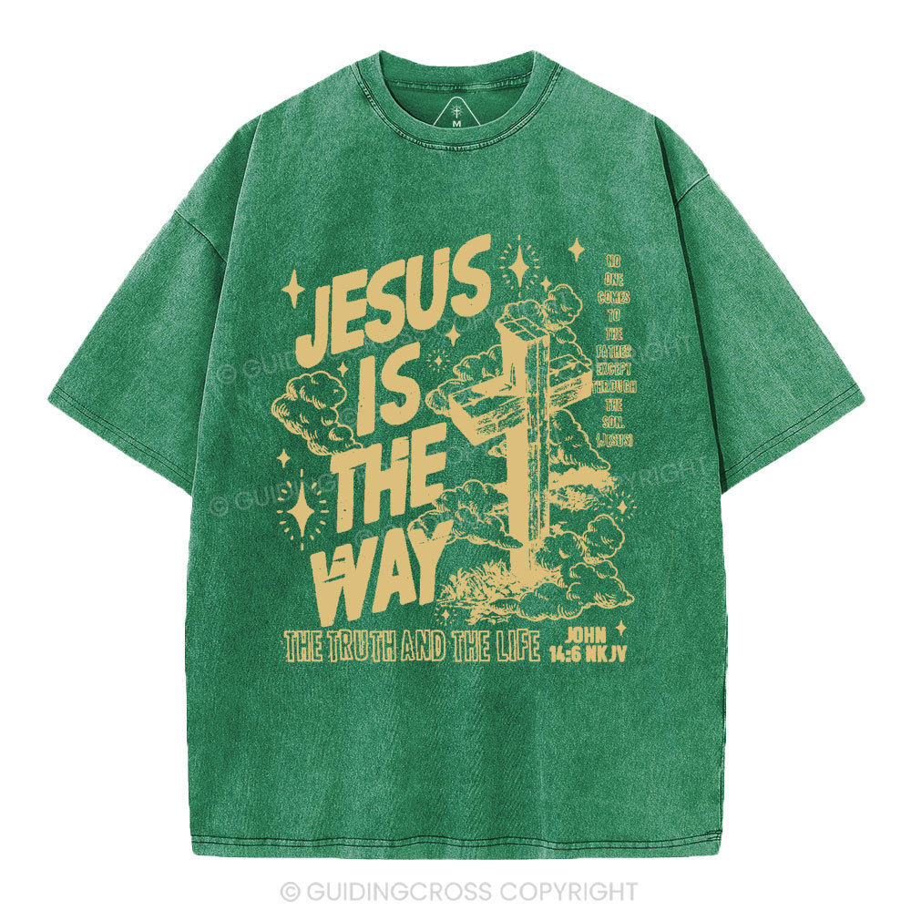 Jesus Is The Way Christian Washed T-Shirt