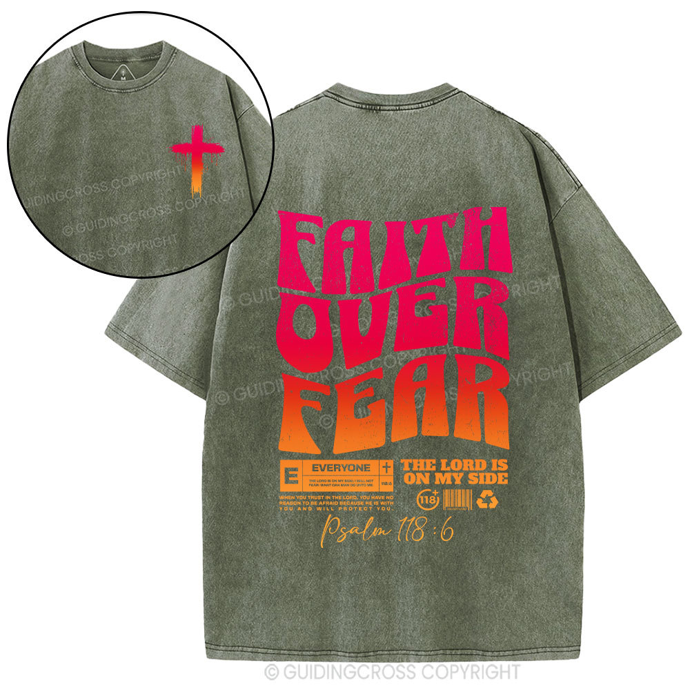 Faith Over Fear Christian Washed T-Shirt
