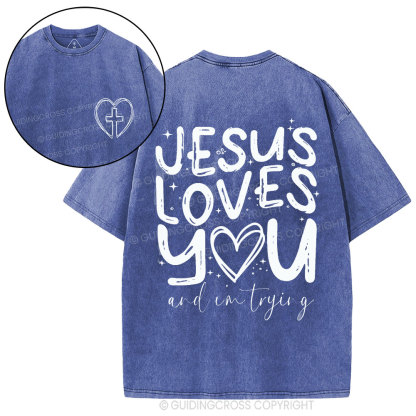 Jesus Love You Christian Washed T-Shirt