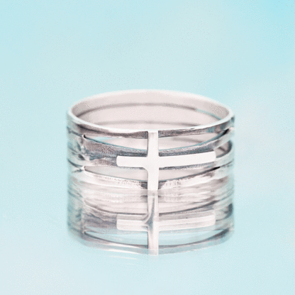 Silver Cross Ring Christian Sterling Silver Band Ring