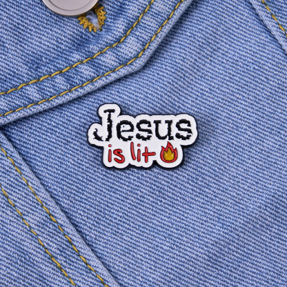 Jesus Is Lit Christian Pin