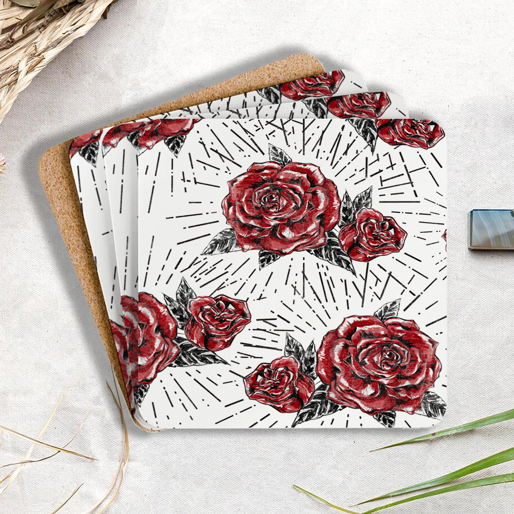 Retro Flower Christian Wooden Printed Coasters 