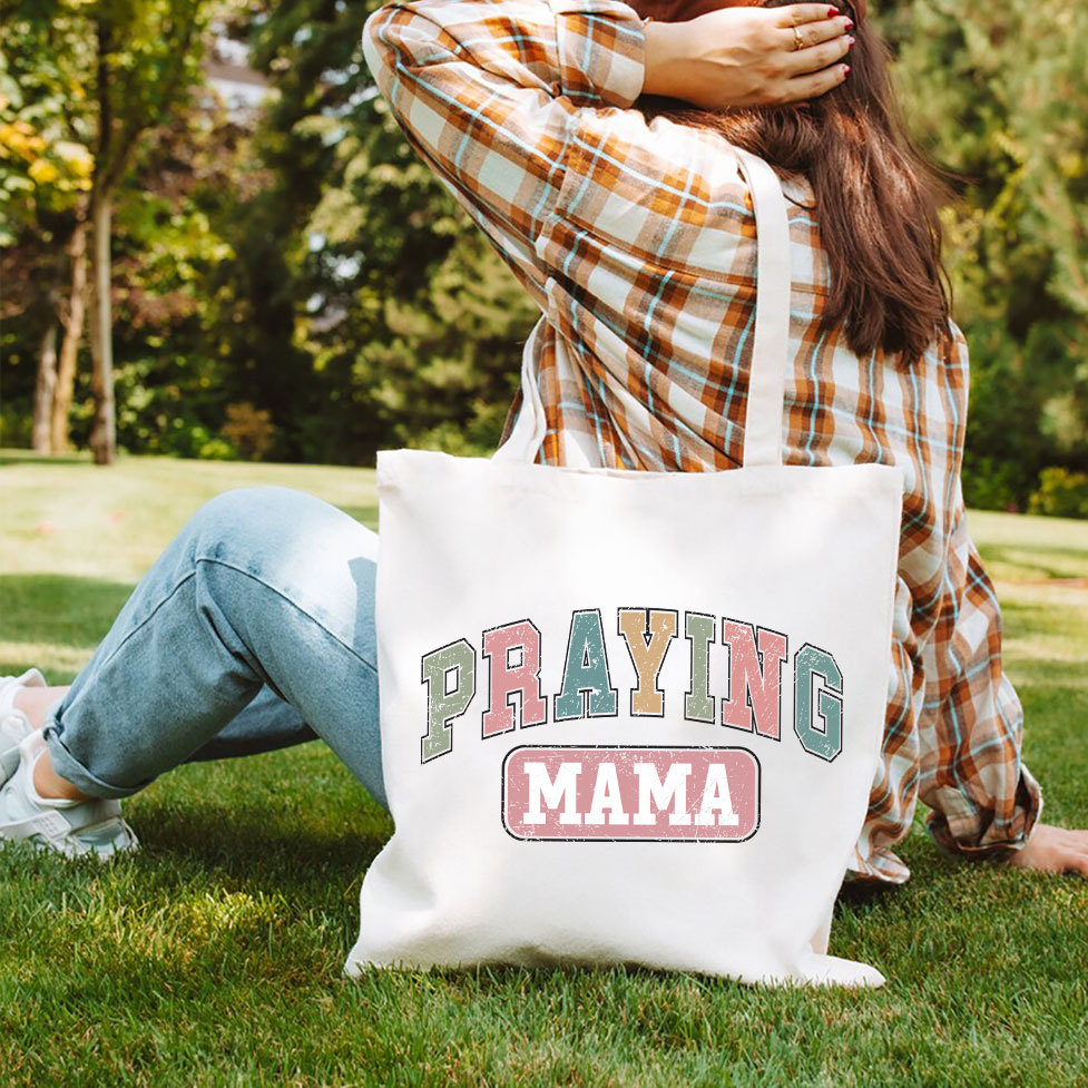 Praying Mama Vintage Christian Canvas Tote Bag