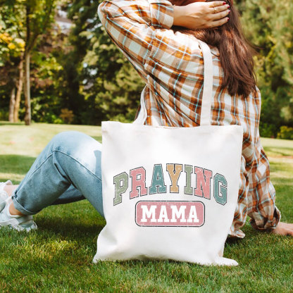 Praying Mama Vintage Christian Canvas Tote Bag
