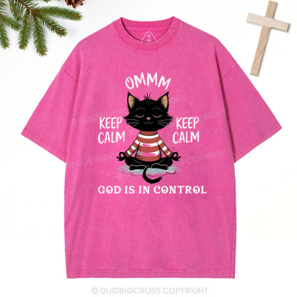 God Is In Control Christian Christmas Washed T-Shirt