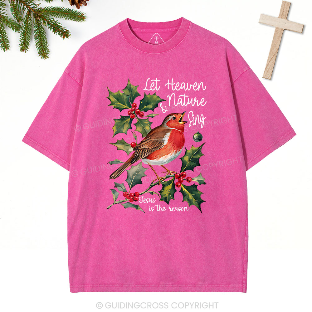Let Heaven And Nature Sing Christian Christmas Washed T-Shirt