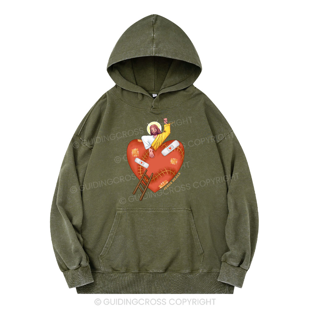 Jesus Heals Christian Washed Hoodie