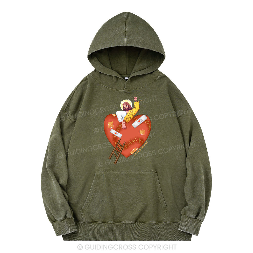Jesus Heals Christian Washed Hoodie