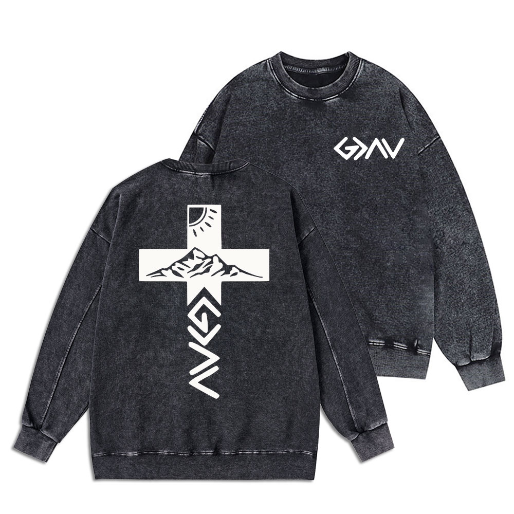 God Is Greater Than The Highs And Lows Christian Washed Sweatshirt