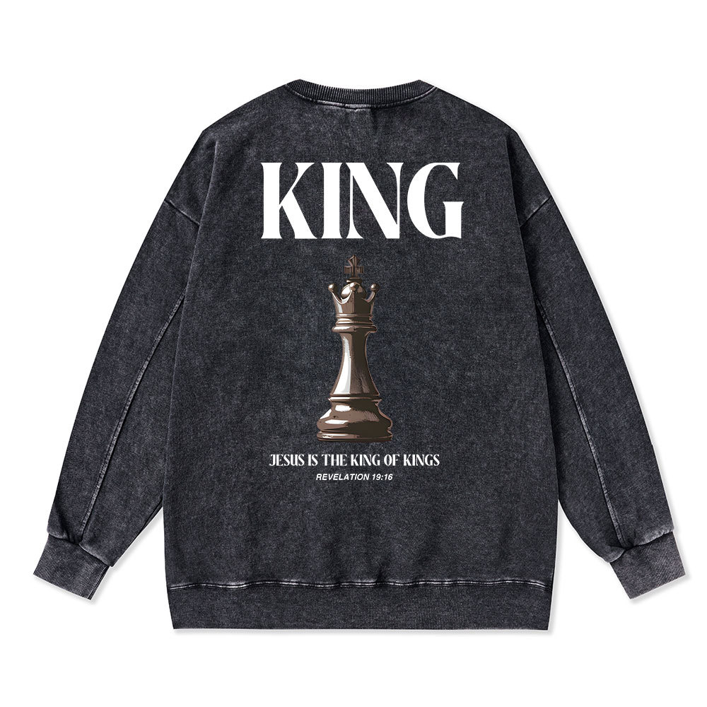 Jesus Is The King Of Kings Christian Washed Sweatshirt