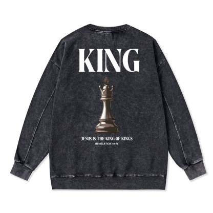 Jesus Is The King Of Kings Christian Washed Sweatshirt