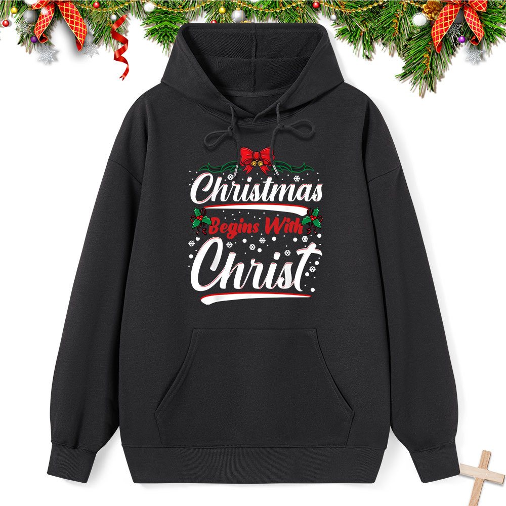 Christmas Begins With Christ Classic Christian Hoodie