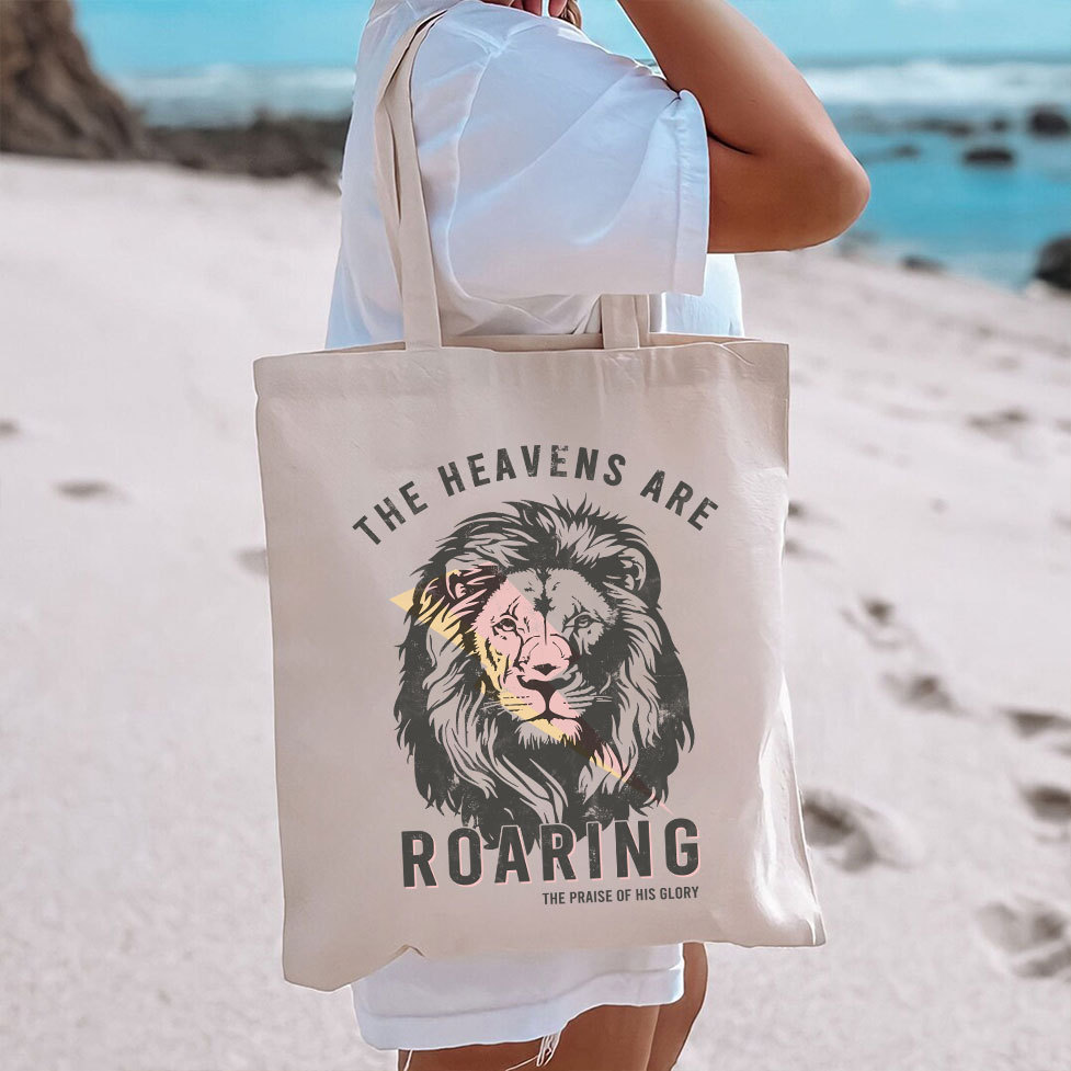 The Heavens Are Roaring Christian Canvas Tote Bag