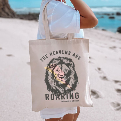 The Heavens Are Roaring Christian Canvas Tote Bag