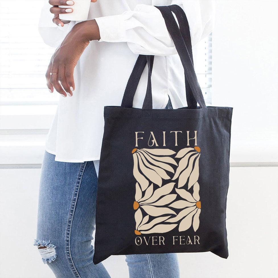 Faith Over Fear Christian Canvas Tote Bag