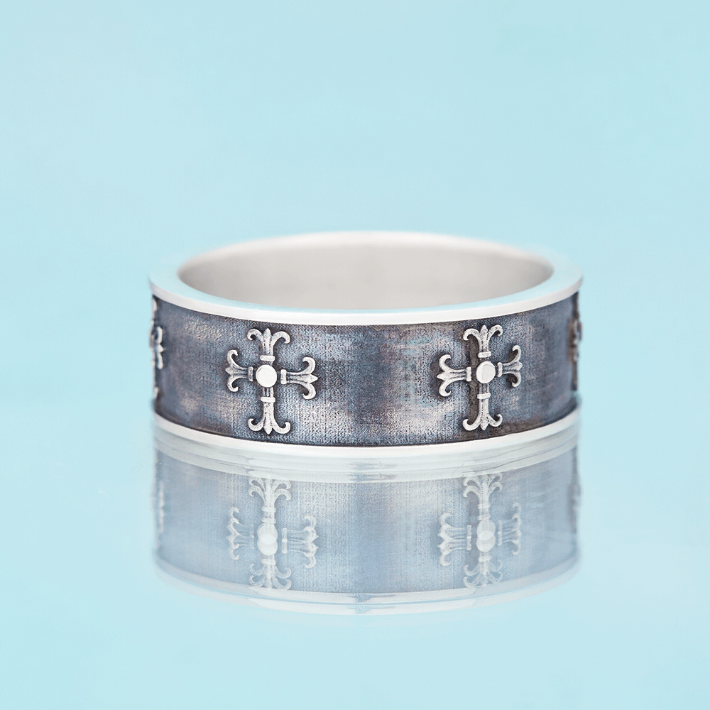 Cross Ring Christian Sterling Silver Band Ring