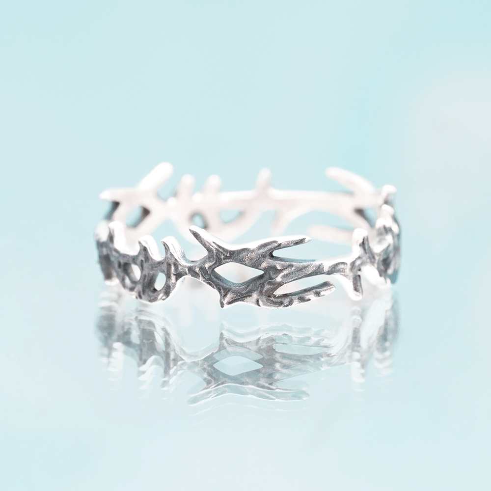 Crown of Thorns Christian Sterling Silver Band Ring