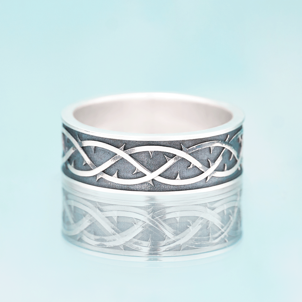Crown of Thorns Christian Sterling Silver Band Ring